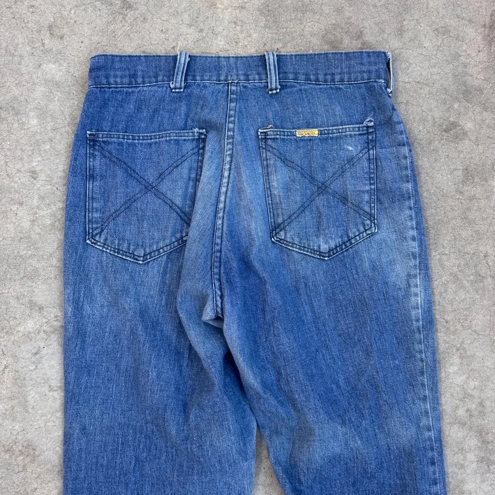 Vintage Big Yank 70s Bell Bottom Flared Jeans Scorpio Patch USA Denim 28x27
